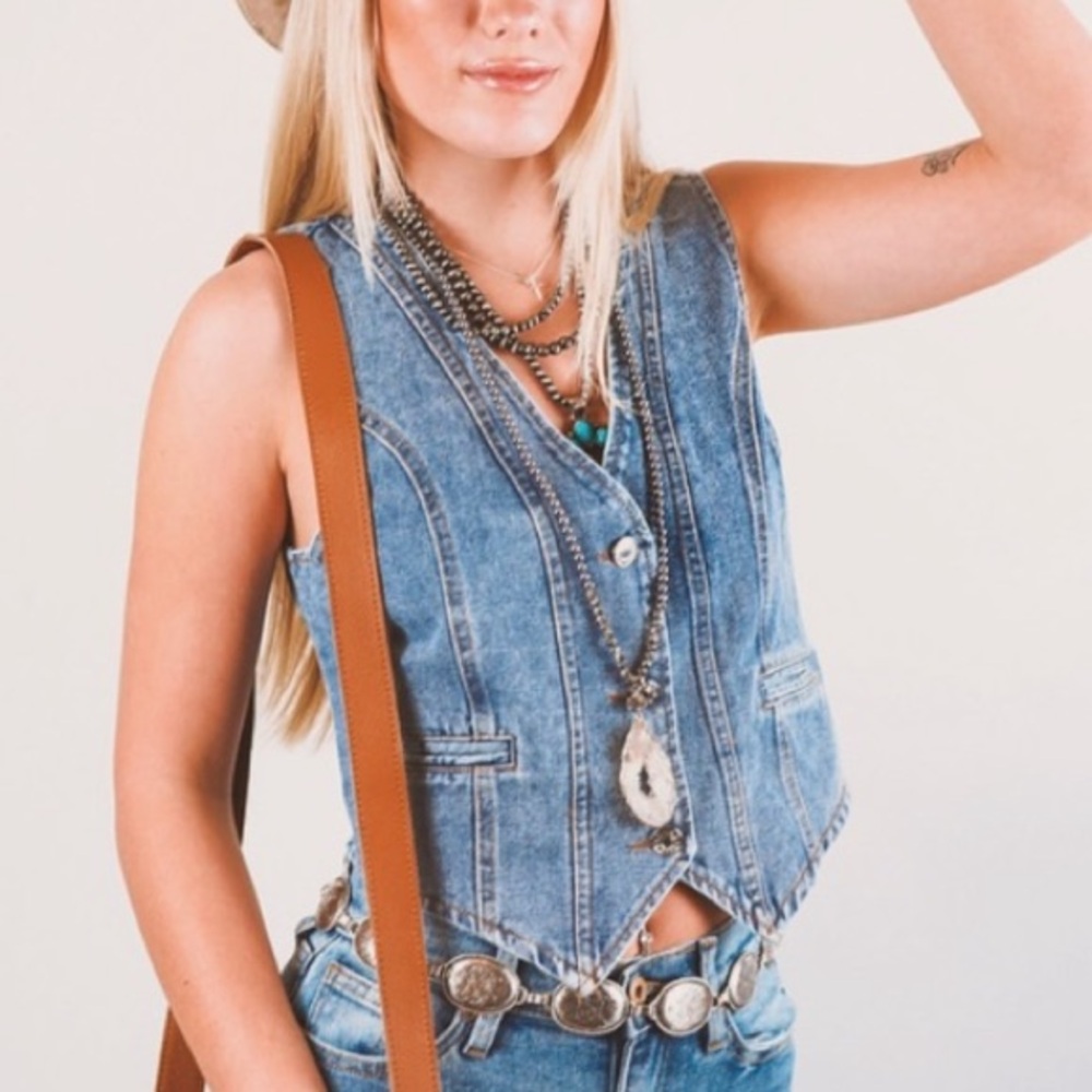 New  Jean Button Down Western Vest